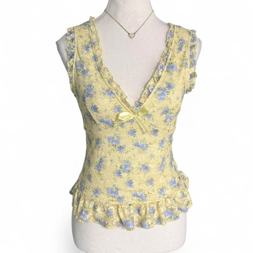 Thirty Thirty LA Lace Fairy Y2K Fitted Short Sleeve - Tank Top Size M
